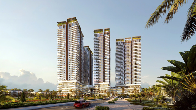 Phối cảnh tổng thể tổ hợp căn hộ cao cấp Newtown Diamond tại Đà Nẵng. Ảnh: CĐT