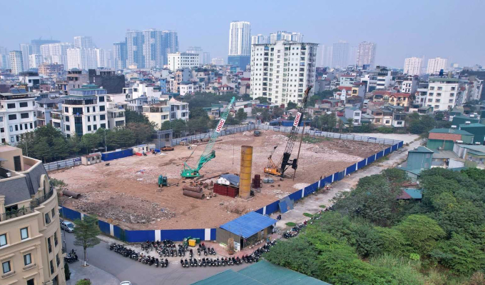 Khu đất triển khai dự án nhà ở xã hội tại Khu đô thị Hạ Đình vừa được khởi công cuối năm ngoái. Ảnh: Anh Tú
