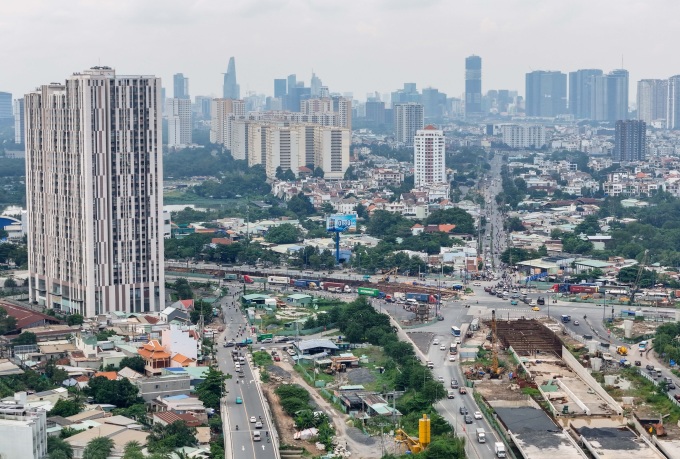 Một góc nút giao An Phú tại TP Thủ Đức và các dự án bất động sản bao quanh. Ảnh: Quỳnh Trần