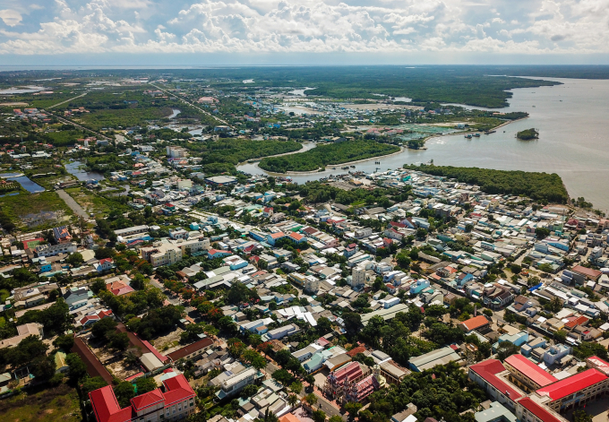 Khu vực thị trấn Cần Thạnh, huyện Cần Giờ và vùng biển xung quanh. Ảnh: Quỳnh Trần