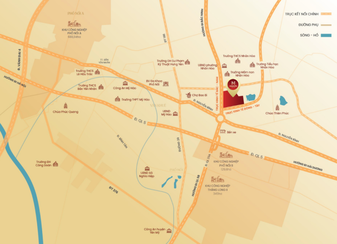 Majestic City nằm tại giao điểm hai trục đại lộ kinh tế. Ảnh: Công ty cổ phần đầu tư Yên Sơn