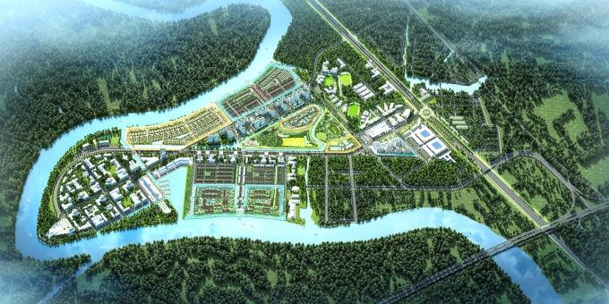Khu đô thị Waterpoint 355 ha được bao bọc bởi 5,8 km đường sông. Ảnh: Nam Long