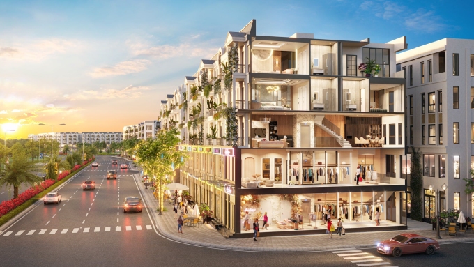 Shophouse sở hữu mặt tiền hướng ra đại lộ. Ảnh: Fecon Invest