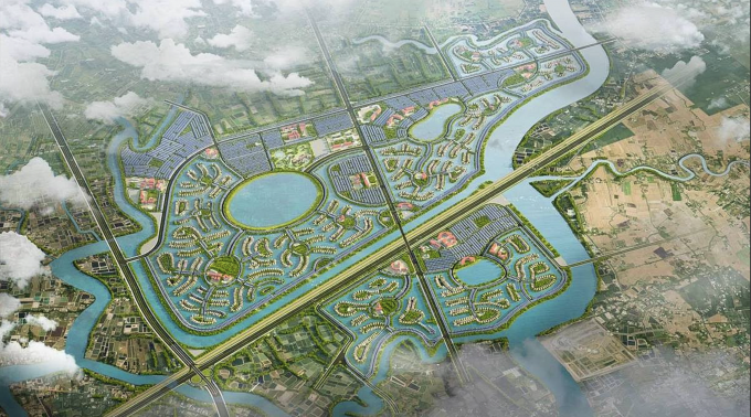 Phối cảnh dự án Khu đô thị mới Phước Vĩnh Tây tại Cần Giuộc, Long An. Ảnh: Vinhomes