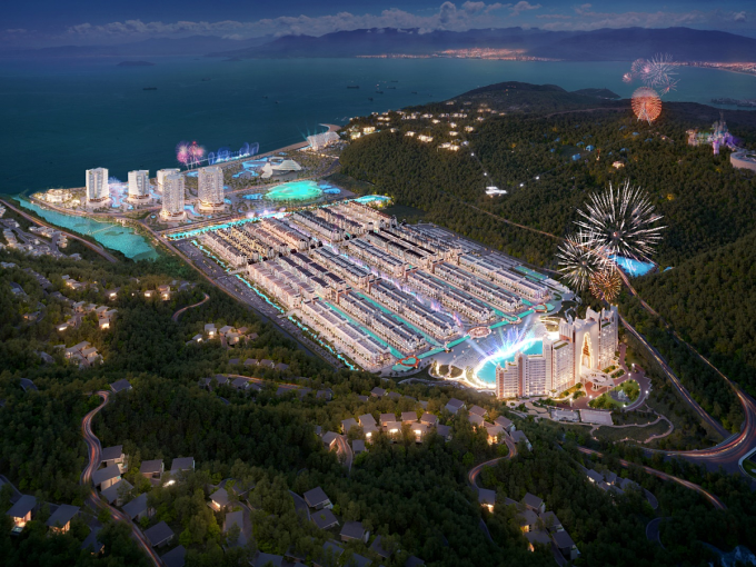 Phối cảnh dự án MerryLand Quy Nhơn về đêm. Ảnh: Hưng Thịnh Quv Nhơn