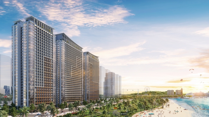 Phối cảnh tổ hợp Sun Centro Town quy mô 2.900 căn hộ ngay sát bờ biển. Ảnh: Sun Property