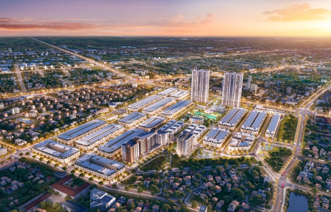 Phối cảnh Majestic City - khu đô thị thương mại dịch vụ tại trung tâm khu công nghiệp Phố Nối - Mỹ Hào. Ảnh: