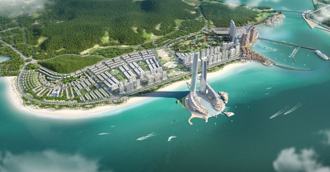 Phối cảnh quần thể Sun Elite City tại vị trí trung tâm Bãi Cháy, Quảng Ninh. Ảnh: Sun Property.